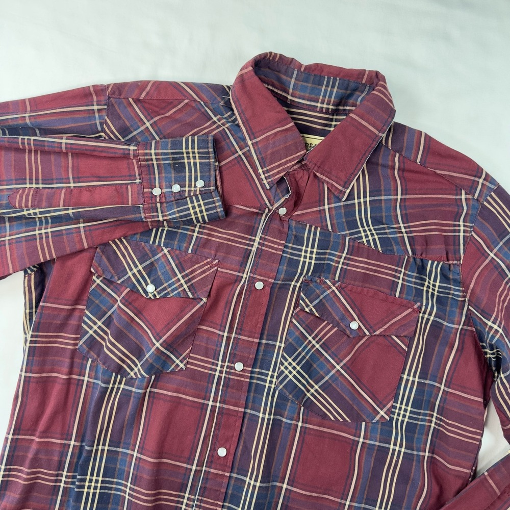 Bit & Bridle Western Shirt Men's Large Red Plaid Pearl Snap Button Down Western